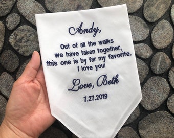 Personalized Groom Wedding Gift, Embroidered wedding pocket square, Wedding Handkerchief for the Groom