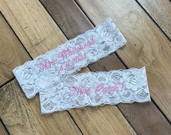 Geborduurde bruiloft jarretels set van 2"