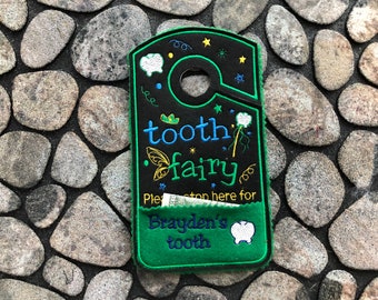 Tooth Fairy Door Hanger For Boys Personalized, please stop here Door Hanger, tooth chart, Pocket, Tooth Fairy Pillow Alternative