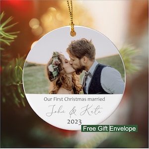 First Christmas Married Personalized Star Christmas Ornament, Custom Christmas Gift for Couples, First Christmas Together