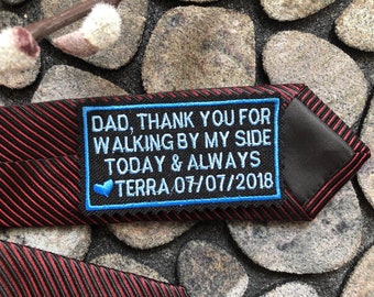Father of the Bride Gift, Slim Tie patch Personalized, Embroidered Suit label, Iron on Available