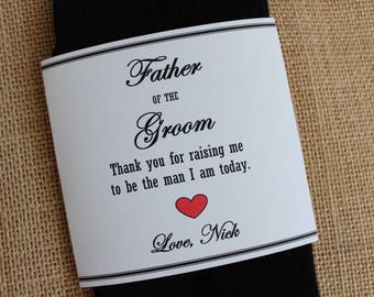 Father of the Groom Wedding Sock Wrapper Label, To Dad from Groom, Thank you for raising me to be the man I am today