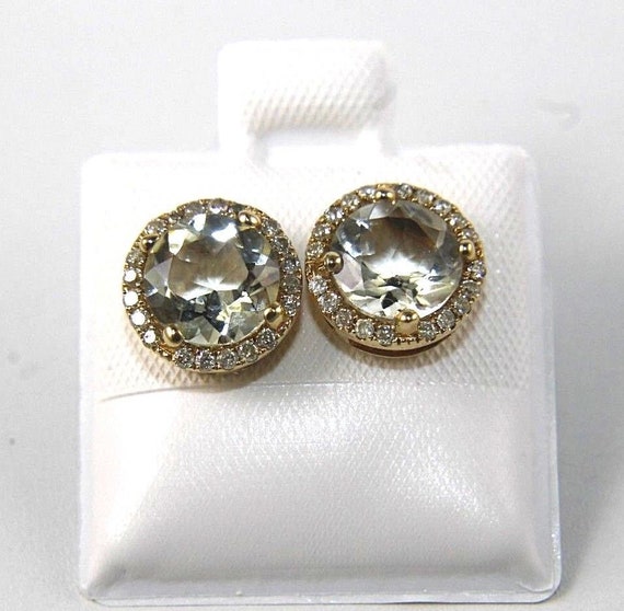 1.83 Ct Round Green Peridot 14K White Gold Earrings