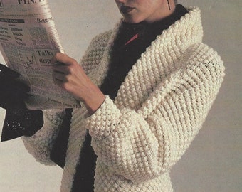 PDF Blackberry Stitch Jacket Knitting Pattern – Vintage, Retro, Stitch Jacket, Blackberry Stitch, Chunky Jacket- PDF instant download