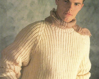 PDF Mens Fishermans ribbed sweeter Knitting Pattern – Vintage, Retro, Jumper, Sweeter, Fishermans Jumper - PDF instant download