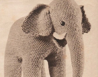 PDF Vintage Elephant Toy Knitting Pattern – Vintage, Retro, Vintage Toy, Jumbo - PDF instant download