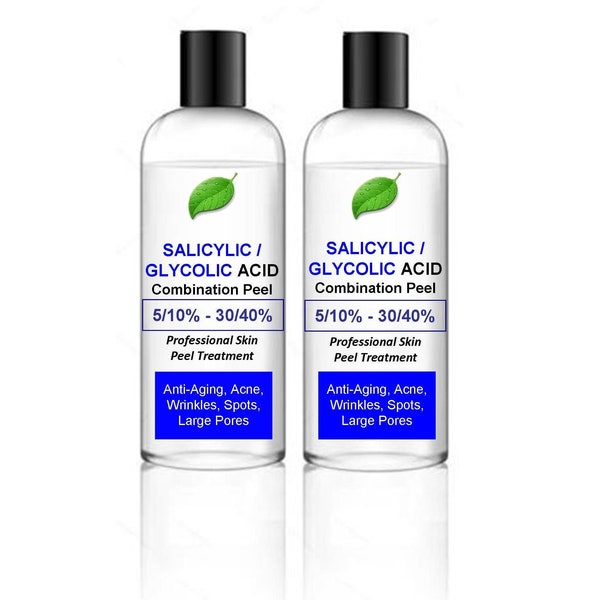 Peeling pour la peau combiné à l'acide salicylique et à l'acide glycolique de 200 ml - votre choix de pourcentage de force - pack de 200 ml