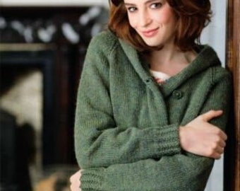PDF Chunky Long Cardigan with hood Knitting Pattern – Vintage, Retro, Chunky Cardigan, Long Cardigan - PDF instant download