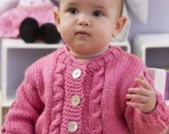 PDF Baby Cabled Cardigan Knitting Pattern – Vintage, Retro, Baby Cardigan, Cabled Cardigan - PDF instant download