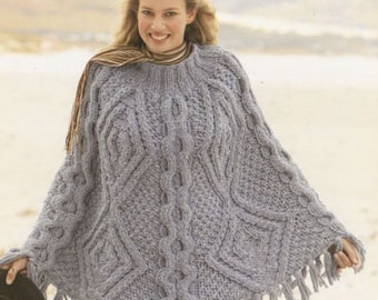 PDF Poncho Knitting Pattern – Vintage, Retro, Chunky Poncho, Shawl - PDF instant download