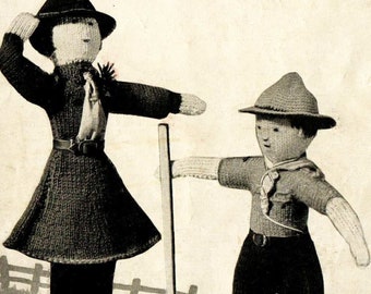 PDF Vintage Boy Scout & Girl Guide Dolls Knitting Pattern – Vintage, Retro, Boy Scout Doll, Girl Guide Doll - PDF instant download