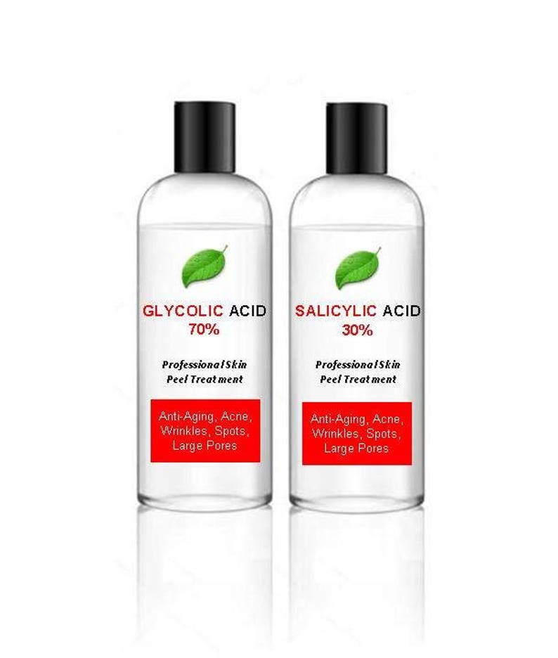 Acide Glycolique AHA Skin Peel Acide Salicylique BHA Acné 100ml 100ml 70 & 30 force 2 x 100ml