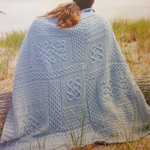 PDF Large Afghan Throw Blanket Knitting Pattern – Vintage, Retro, Afghan, Throw, Bedspread, Celtic Symbolism - PDF instant download