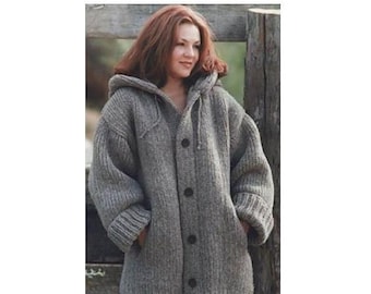 PDF Vintage Hooded Sweater Jacket Knitting Pattern – Vintage, Retro, Sweater Jacket - PDF instant download