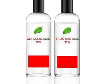Glykolsäure AHA Hautpeeling + Salicylsäure BHA - 100ml + 100ml – 70% & 30% Stärke - 2 x 100ml