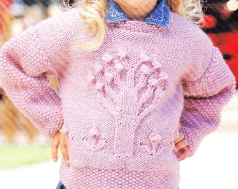 PDF Childrens Apple Tree Jumper Knitting Pattern – Vintage, Retro, Chunky Jumper, Chunky Sweater Jumper, age 1-7 - PDF instant download
