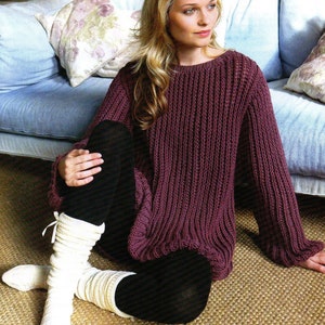 Patrón de jersey grueso para mujer (PDF): vintage, retro, grueso, tipo suéter - Descarga instantánea en PDF