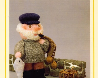 PDF Vintage Woolly Wotnot Knitting Pattern – Fisherman, Doll, Toy - PDF instant download