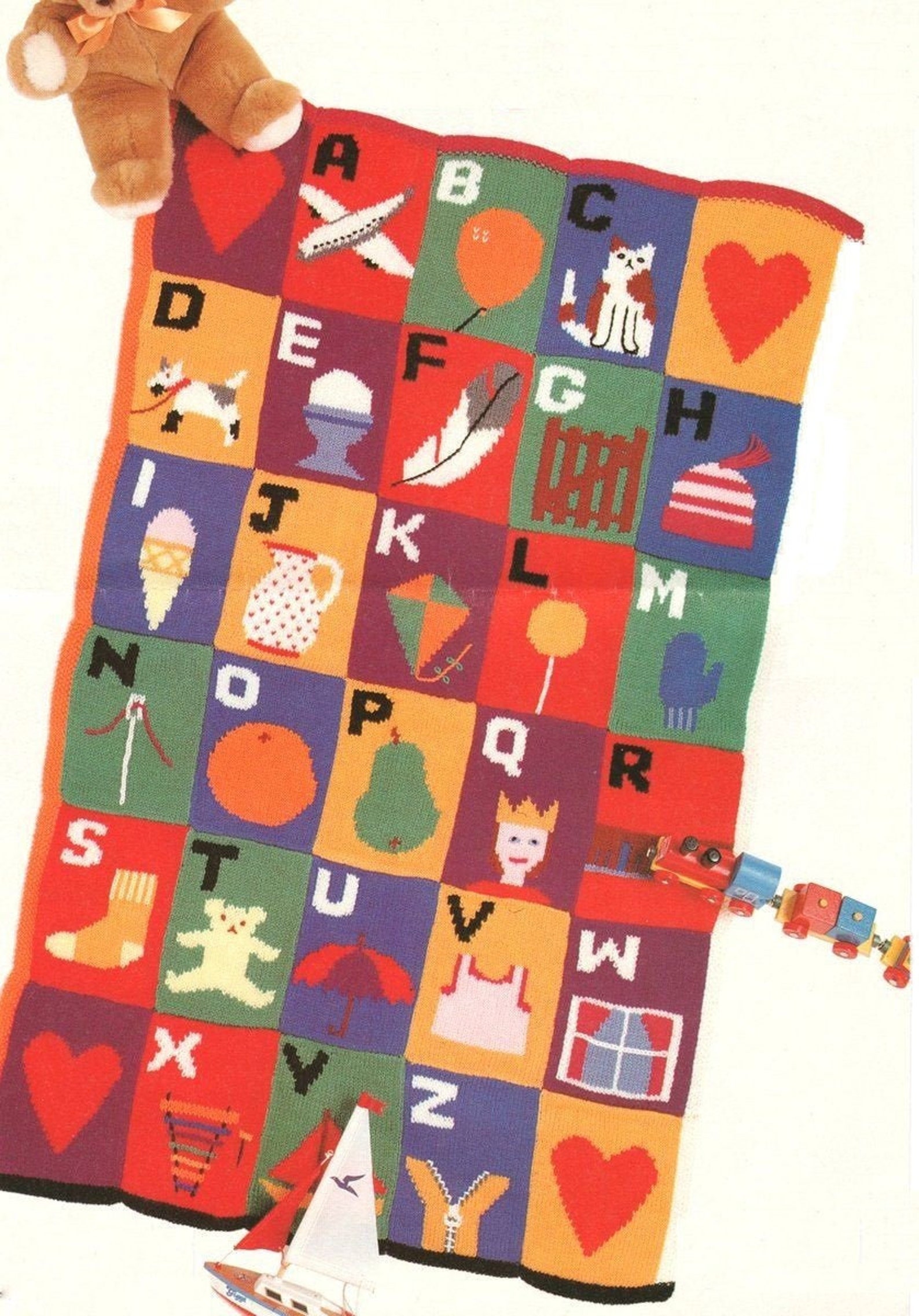 PDF Alphabet Blanket Knitting Pattern Vintage Retro Etsy