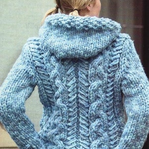 PDF Chunky Cabled Cardigan Knitting Pattern – Vintage, Retro, Chunky Cardigan, Chunky Jumper - PDF instant download