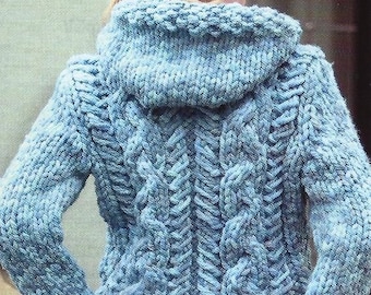 PDF Chunky Cabled Cardigan Knitting Pattern – Vintage, Retro, Chunky Cardigan, Chunky Jumper - PDF instant download