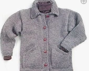 PDF Chunky Cardigan Knitting Pattern – Vintage, Retro, Chunky Jumper, Chunky Cardigan - PDF instant download