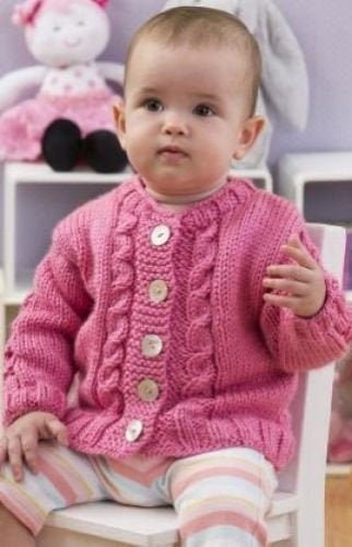 PDF Baby Cabled Cardigan Knitting Pattern Vintage Retro Baby