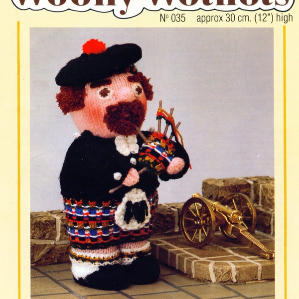 PDF Vintage Woolly Wotnot Knitting Pattern – Scotsman, Doll, Toy - PDF instant download