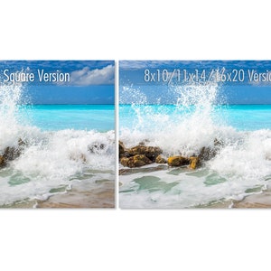 Wave Photography in Turks and Caicos. Tropical beach surf wall art. Ocean blue turquoise teal. Choose print, matted or framed, or canvas. image 10