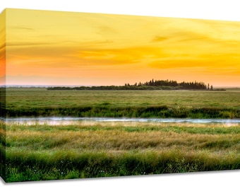Prairie sunrise framed wall art. Plains canvas large bedroom. Saskatchewan picture for living room wall. Landscape matted 8x10 11x14 16x20.
