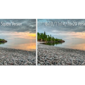 Lake Superior stone beach sunset wall art. Great Lakes room decor wide. Northern Ontario picture. Choose canvas or print, matted or framed. image 10