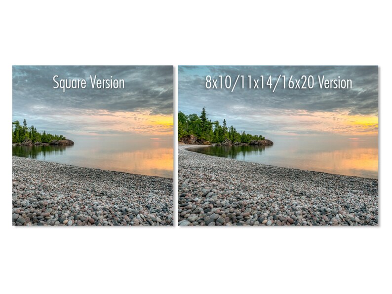 Lake Superior stone beach sunset wall art. Great Lakes room decor wide. Northern Ontario picture. Choose canvas or print, matted or framed. image 10