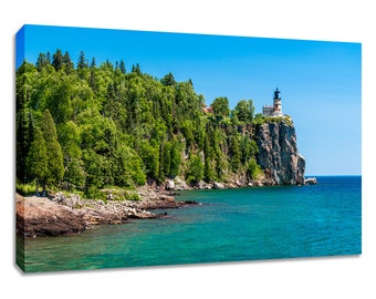 Split Rock Lighthouse wall art. Minnesota photo print decor. Lake Superior north shore photography large. Choose print or stretched canvas