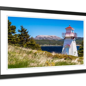 Newfoundland photo. Woody Point Lighthouse and Gros Morne Mountain. Rocky Harbour wall art. Available in print, matted, framed or on canvas. image 4