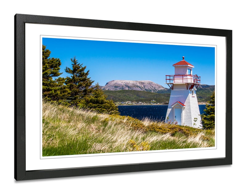 Newfoundland photo. Woody Point Lighthouse and Gros Morne Mountain. Rocky Harbour wall art. Available in print, matted, framed or on canvas. image 4