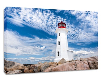 Nova Scotia print. Peggys cove lighthouse decor. Maritime nautical picture original photography. Choose print, matted or framed, or canvas.