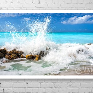 Wave Photography in Turks and Caicos. Tropical beach surf wall art. Ocean blue turquoise teal. Choose print, matted or framed, or canvas. image 7