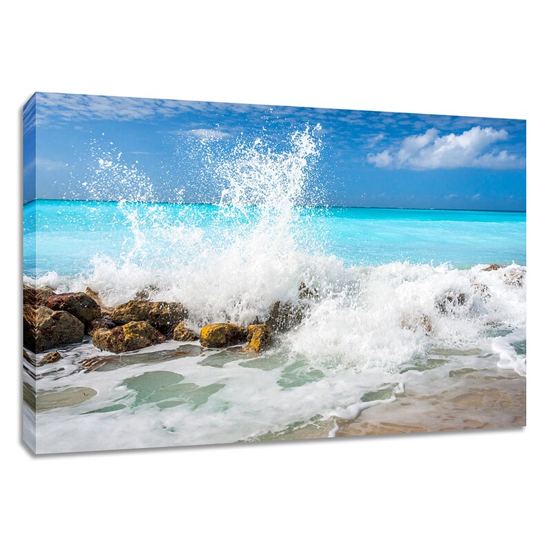 Wave Photography in Turks and Caicos. Tropical beach surf wall art. Ocean blue turquoise teal. Choose print, matted or framed, or canvas. image 1