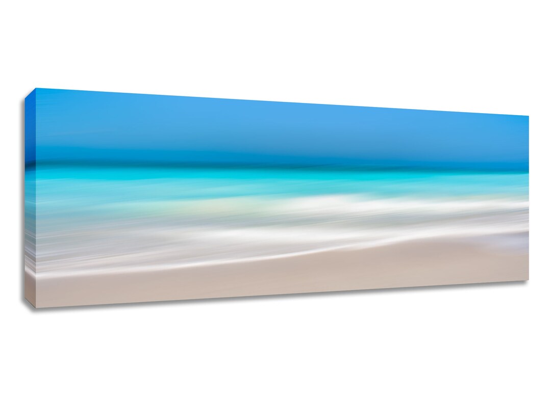 Wide Beach Abstract Wall Art Canvas. Panoramic Bedroom Relaxing