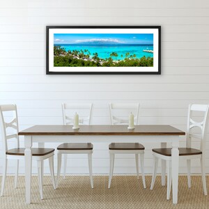 Panoramic Tahiti wall art. Tropical wide decor. Mourea Toatea lookout French Polynesia picture. Choose print framed or matted, or on canvas. image 5