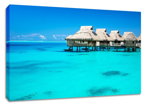View Of Canvas Wall Art Print Coastal Home Decor Bora Bora French Polynesia