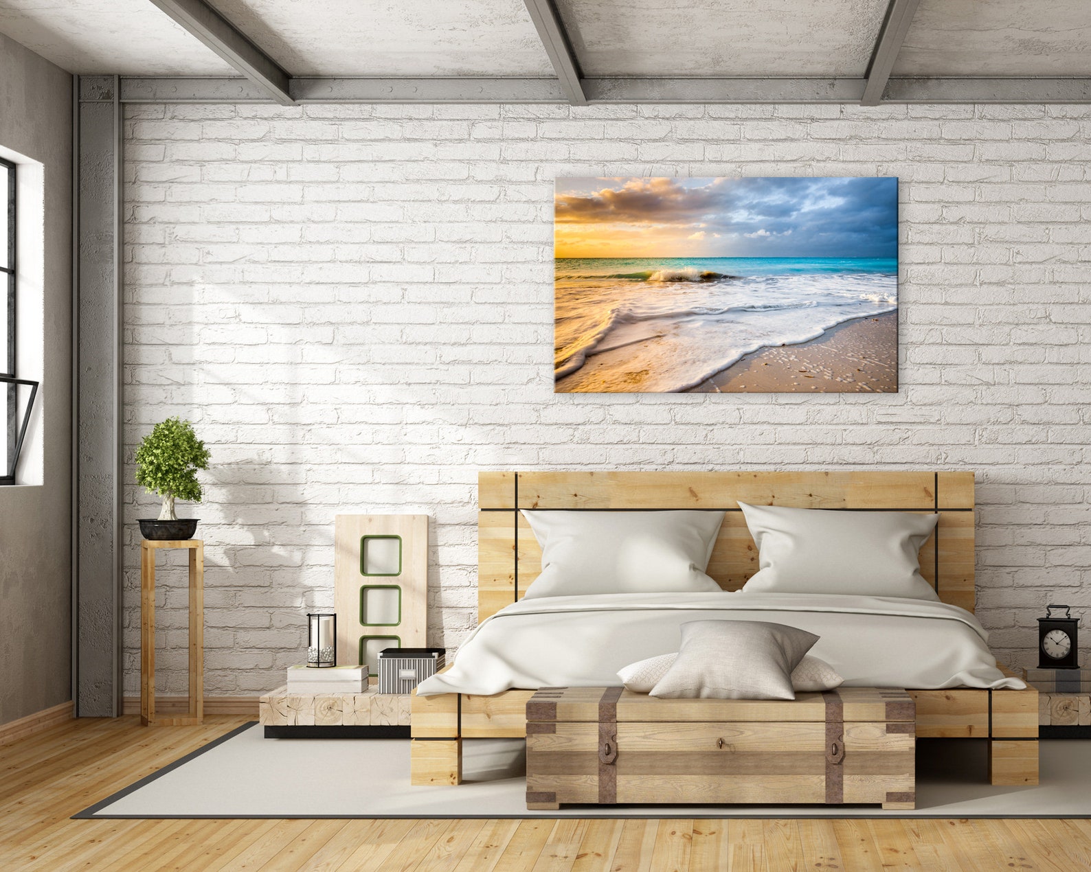 Large beach wall art. Relaxing bedroom decor colorful. Grace | Etsy