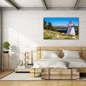 Newfoundland photo. Woody Point Lighthouse and Gros Morne Mountain. Rocky Harbour wall art. Available in print, matted, framed or on canvas. image 2