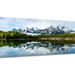 Wide landscape canvas wall art Banff mountain reflection. Panoramic Alberta framed print. Matted picture canada vista colorful 12x36 50 inch 