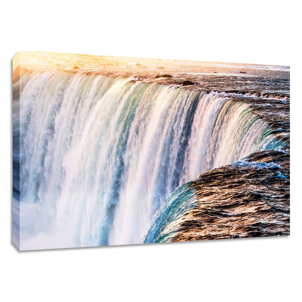 Niagara Falls photo. Waterfall wall art photography print. Canvas picture home decor. Landscape nature decor scenic wide. Colorful scenery.