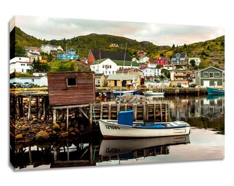 Newfoundland wall art Petty Harbour. Fishing harbor photography home decor. Nautical village landscape picture. Choose print or canvas