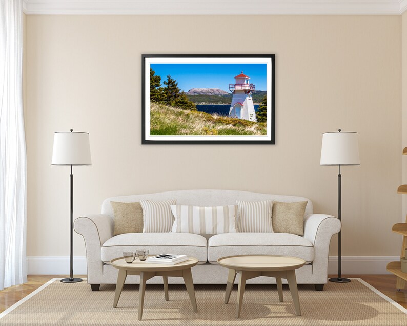 Newfoundland photo. Woody Point Lighthouse and Gros Morne Mountain. Rocky Harbour wall art. Available in print, matted, framed or on canvas. image 5