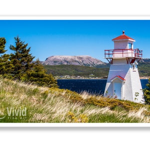 Newfoundland photo. Woody Point Lighthouse and Gros Morne Mountain. Rocky Harbour wall art. Available in print, matted, framed or on canvas. image 8