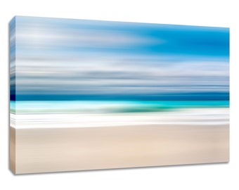 Abstract beach art of Grace Bay on Turks and Caicos Island. Caribbean tropical teal ocean wall art available in print, matted or framed.