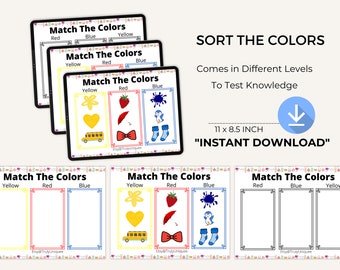 Color sorting  Activities Sheet Practice Page Preschool PreK Kindergarten First Grade